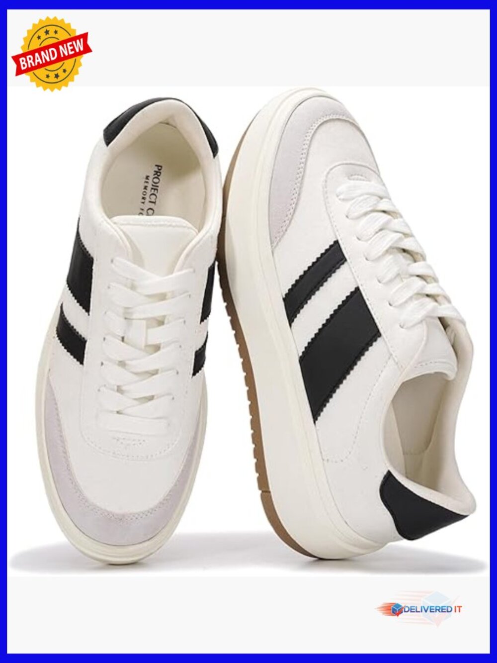 Women's Platform Sneakers - Lightweight Memory Foam - Fashion Lace Up Shoes